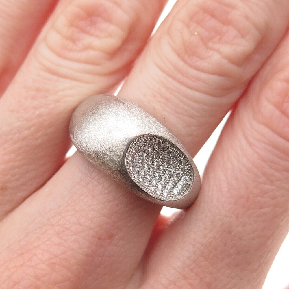 925 Sterling Silver Round-Cut C Z Modernist Dome Ring Size 9
